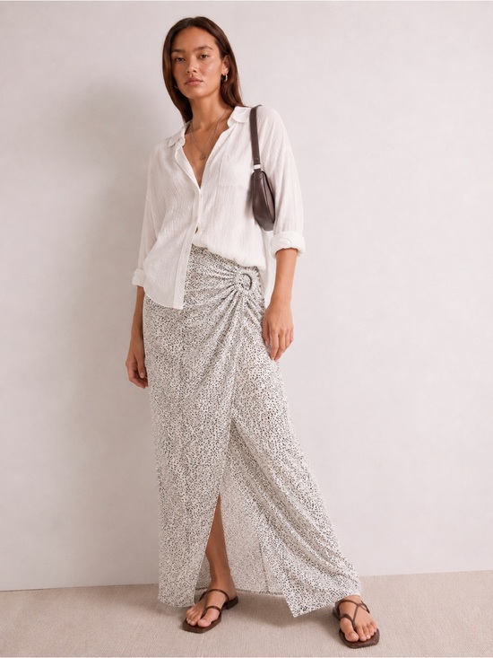 Zara Dresses & Skirts - Zara Printed Ring Detail Wrap Midi Skirt Size Large